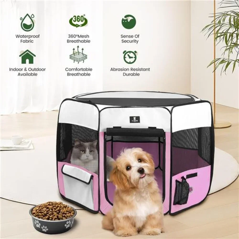 Dog Playpen Portable Pet Play Pens for Puppies, Cat, Rabbit, Chicks, Foldable